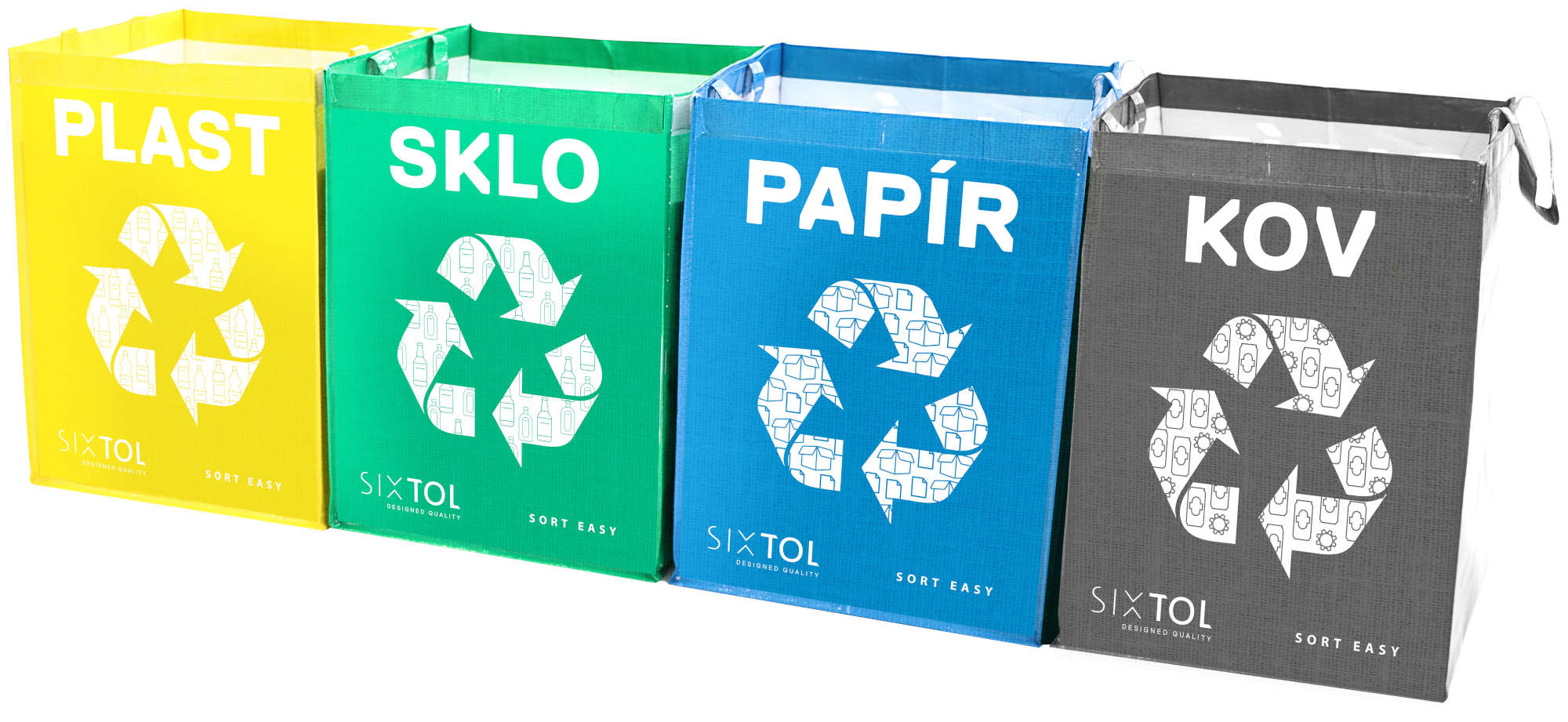 Fotografie produktu: Sixtol Tašky na tříděný odpad SORT EASY 4 METAL, 30x30x40cm, 4x36l, 4ks