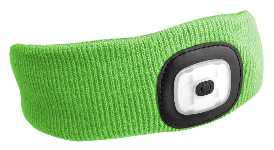 Fotografie produktu: Sixtol Čelenka s čelovkou 180lm, nabíjecí, USB, uni velikost, bavlna/PE, fluorescentní zelená