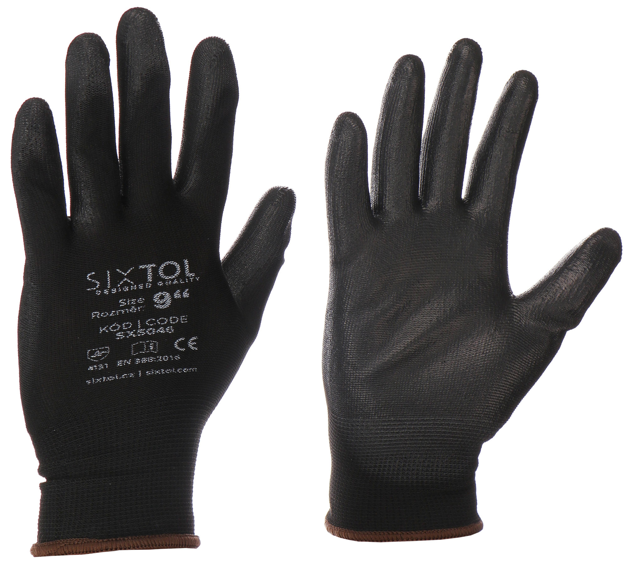 Fotografie produktu: Sixtol Rukavice pracovní z polyesteru polomáčené v polyuretanu GLOVE PE-PU 9, černé, velikost 9"