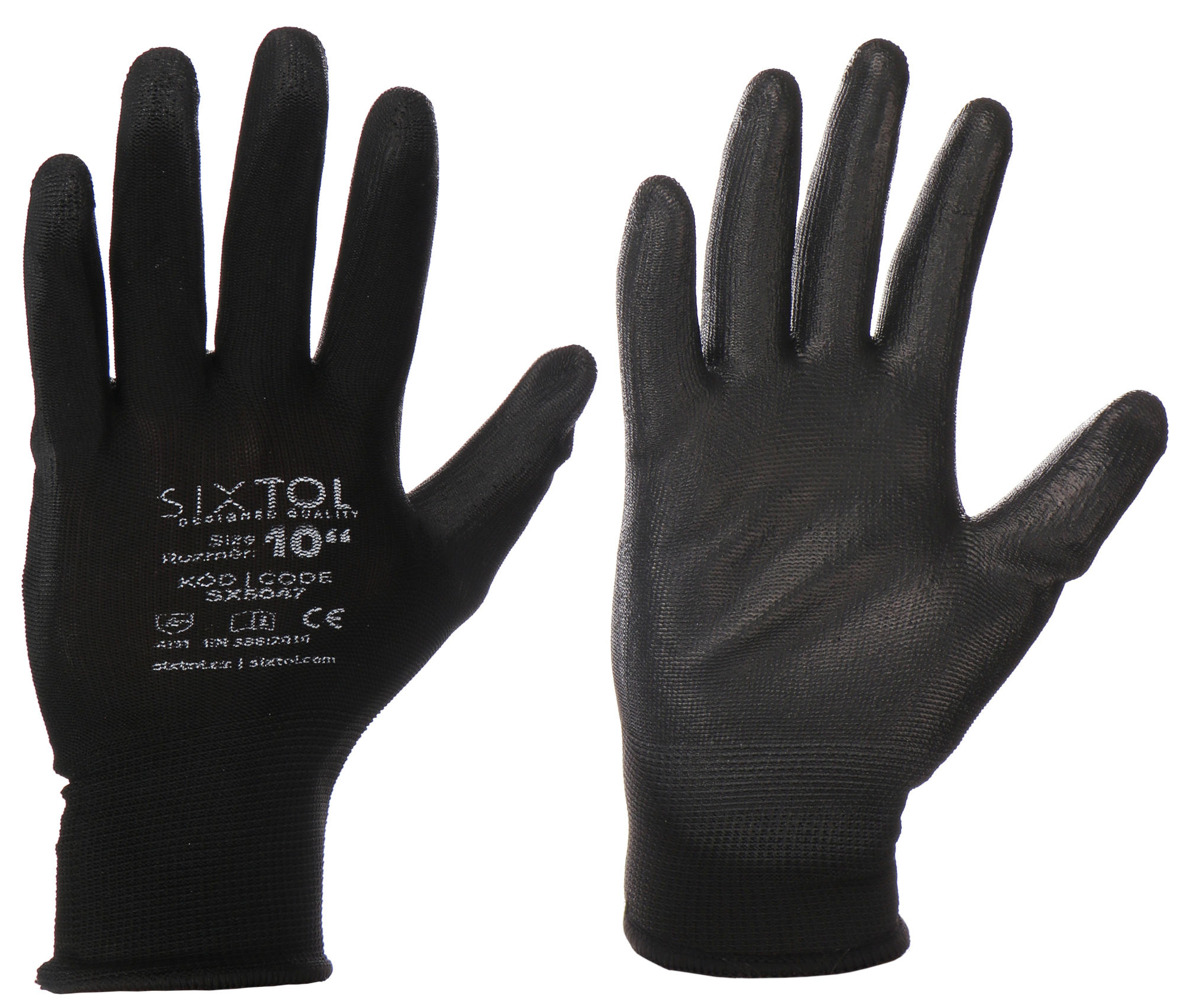 Fotografie produktu: Sixtol Rukavice pracovní z polyesteru polomáčené v polyuretanu GLOVE PE-PU 10, černé, velikost 10