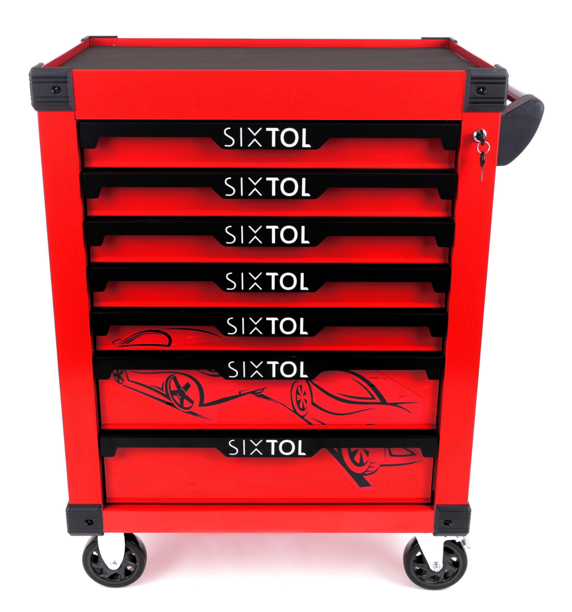 Fotografie produktu: Sixtol Dílenský vozík na nářadí MECHANIC TROLLEY KEVIN RED, 7 šuplíků