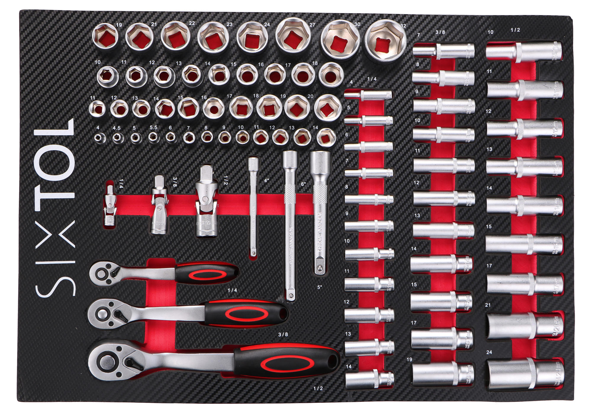 Fotografie produktu: Sixtol Modul s nářadím do dílenského vozíku MECHANIC TOOL TRAY 1, 80ks