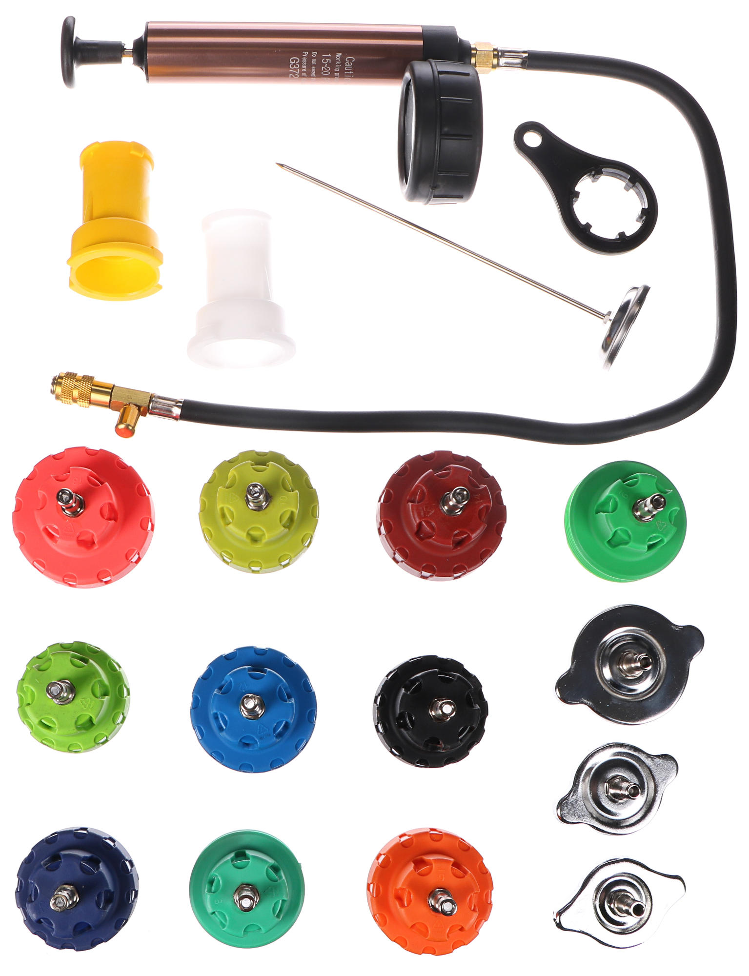 Fotografie produktu: Sixtol Sada pro testování chladícího systému MECHANIC COOLING TESTER 18, 0-2,5bar, 18ks